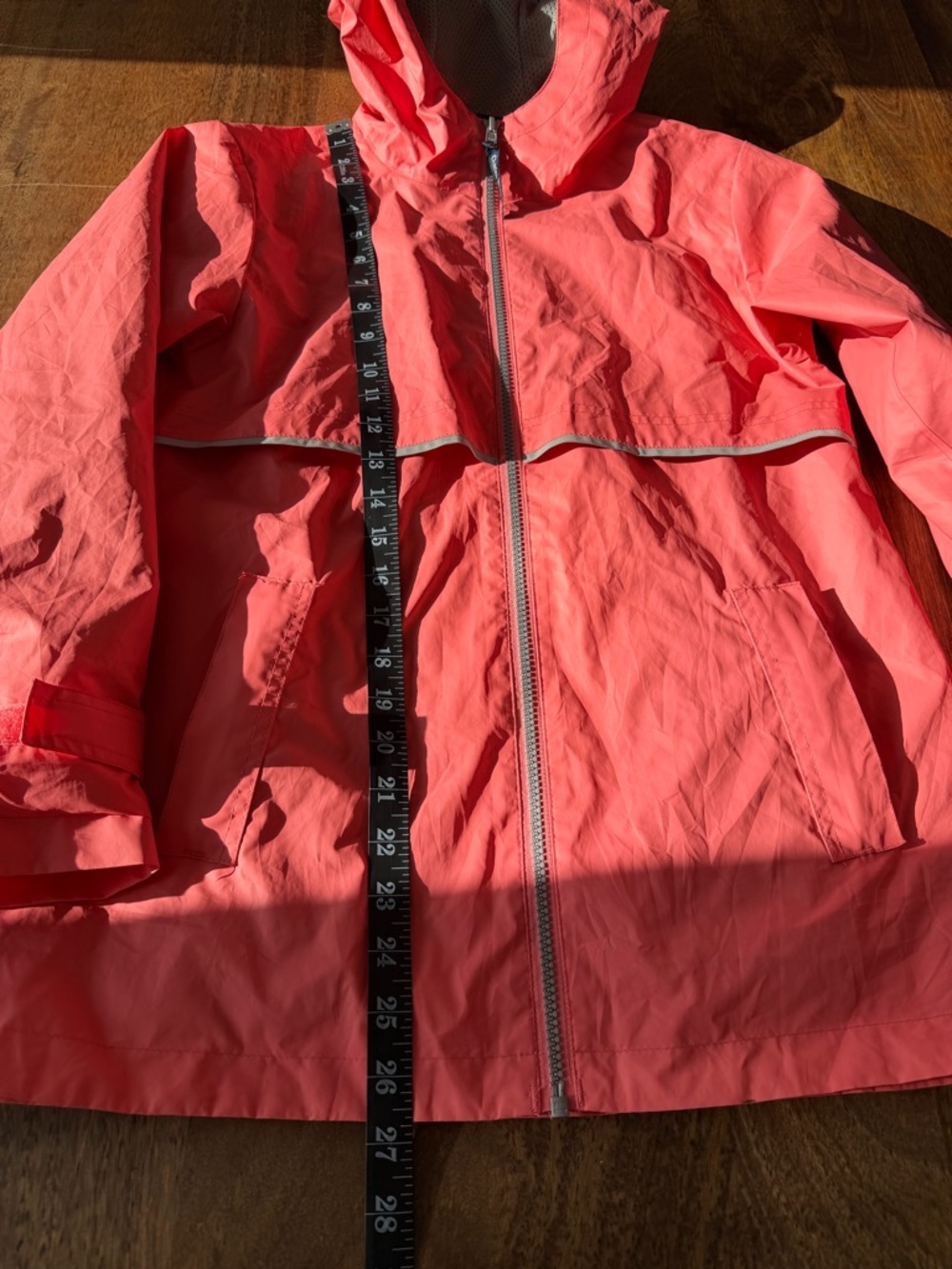 Charles River Coral Pink Rain Jacket Kids Large 14/16 Fits Women XSP - Picture 9 of 12